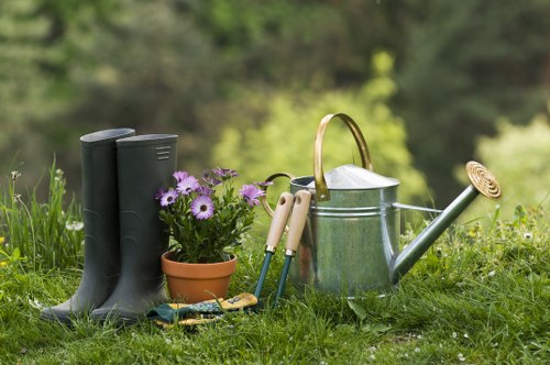 Experienced team maintaining a residential lawn